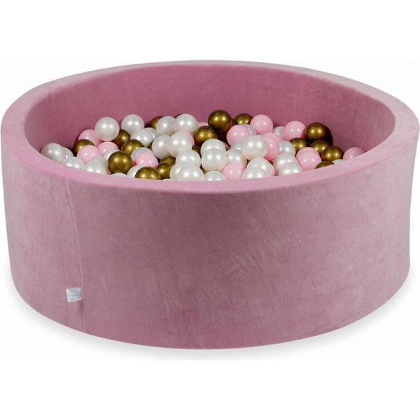 Bacinella 110X40Cm Velvet Soft Pink Con 500 Palline: Madreperla, Oro Antico, Rosa Chiaro-image