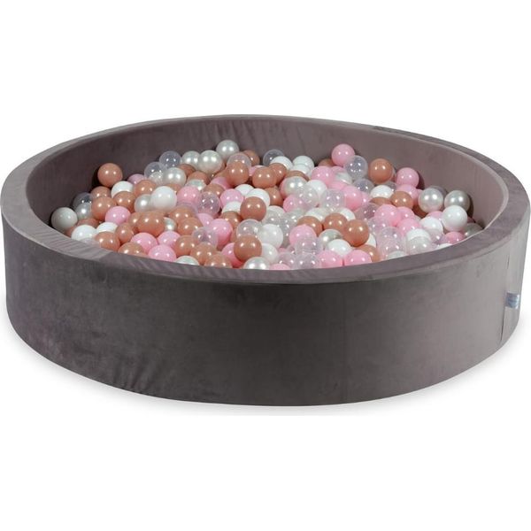 Piscina Di Palline 600 Pezzi 130X30 Velluto Viola: Trasparente, Bianco, Madreperla, Rosa Chiaro, Oro Rosa-image