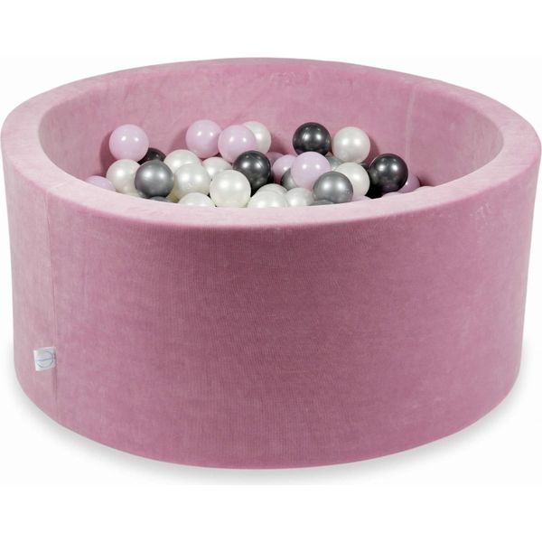 Bacinella 90X40Cm Velvet Soft Pink Con 300 Palline: Rosa Chiaro Perlato, Argento, Grafite Metallizzata, Perla-image