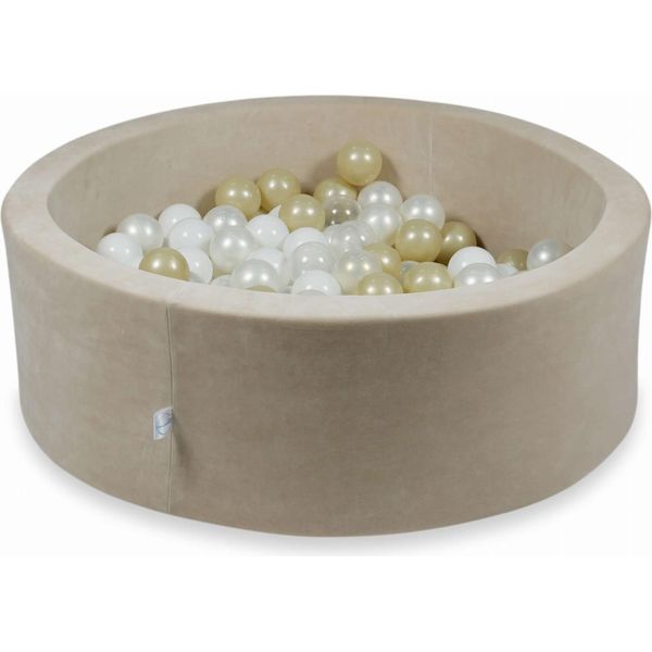 Bacinella 90X30Cm Velvet Soft Beige Con 200 Palline: Trasparente, Bianco, Madreperla, Oro Chiaro, Opalescente-image