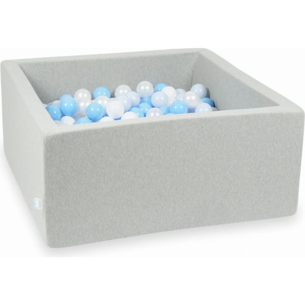 Bacino Asciutto Grigio Chiaro 90X90X40 Con 400 Palline: Bianco, Madreperla, Azzurro, Azzurro Madreperla-image