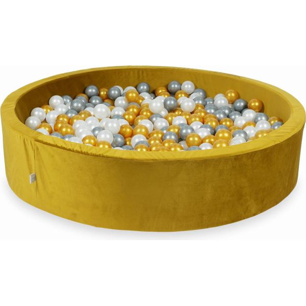 Piscina Di Palline 600 Pezzi 130X30 Velluto Oro: Oro, Argento, Perla-image
