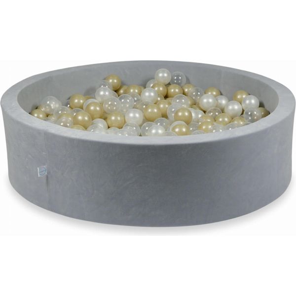 Bacinella 110X30Cm Velvet Soft Grigio Chiaro Con 400 Palline: Trasparente, Oro Chiaro, Perla-image