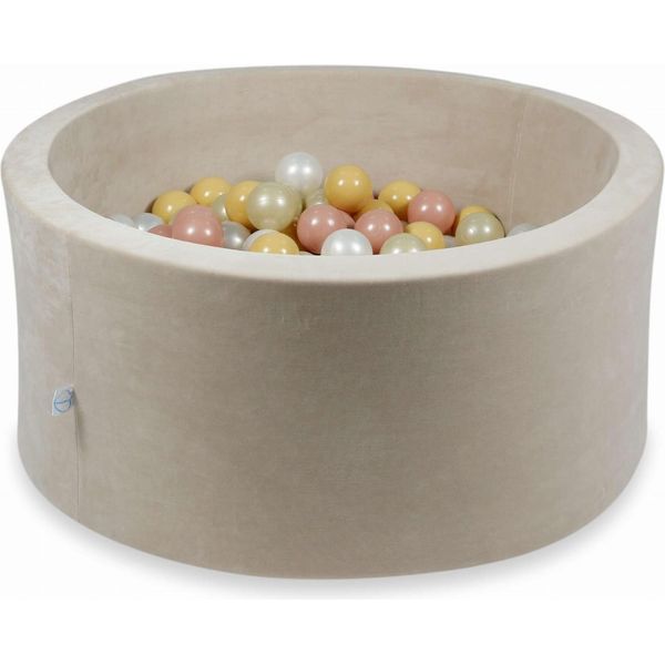 Bacinella 90X40Cm Velvet Soft Beige Con 300 Palline: Oro Chiaro, Madreperla, Beige, Oro Rosa-image