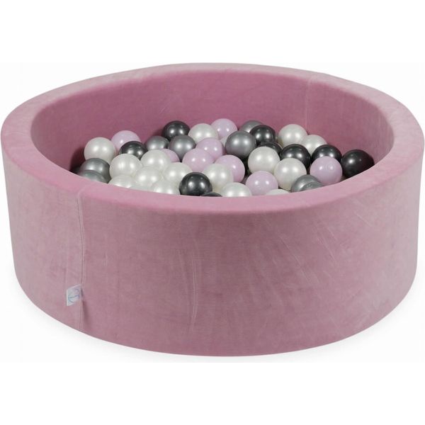 Bacinella 90X30Cm Velvet Soft Pink Con 200 Palline: Rosa Chiaro Perlato, Argento, Grafite Metallizzata, Perla-image