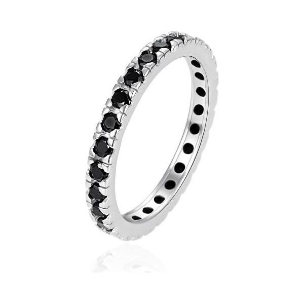 Anello In Argento Con Zirconi Neri AGT-R16BK - Circonferenza: 60 Mm.-image