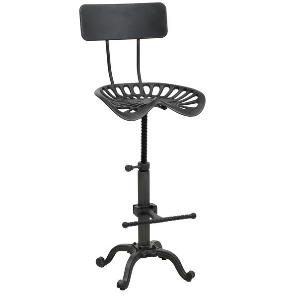 Barhocker MCW-N26, Barstuhl Tresenhocker, HöHenverstellbar Drehbar FußAblage Industrial Metall ~ Schwarz-Silber-image