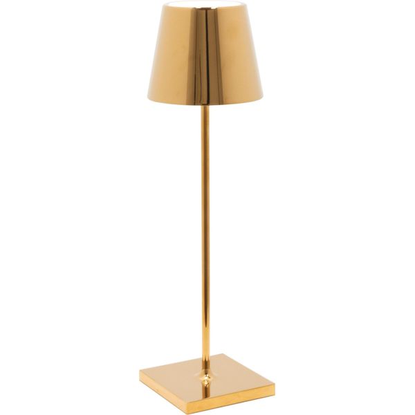 Lampada A Led Da Tavolo Poldina Pro Oro Lucido Ricaricabile E Dimmerabile Con Batteria Fino A 12 Ore-image