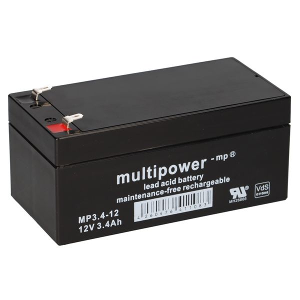 Batteria Al Piombo Multipower MP3,4-12 Pb 12V 3,4Ah Vds G110046, Faston 4,8-image