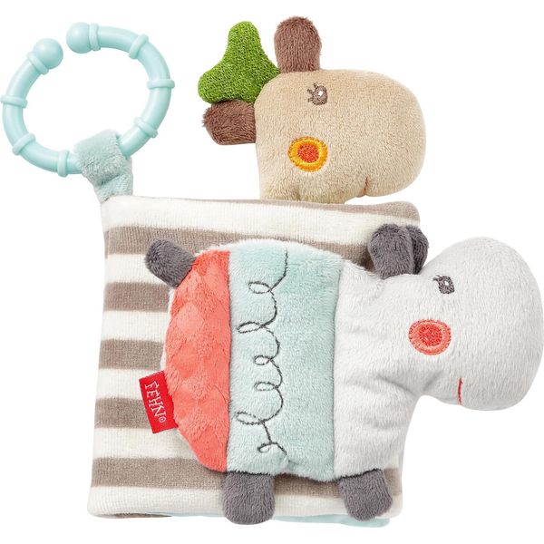 Fehn 059045 Libro Di Stoffa Loopy & Lotta - Libro Di Stoffa Con Motivi Di Animali - Per Neonati E Bambini Da 0+ Mesi - Dimensioni: 11 X 11 Cm-image