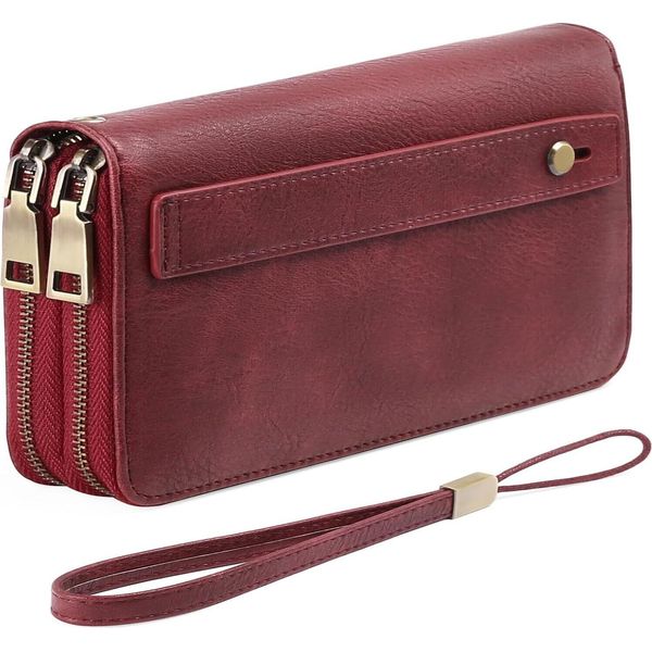 Portafoglio Donna Grande, Portafoglio In Con Doppia Cerniera Porta Carte Di Credito, Portamonete Con Protezione Rfid Grande, Con Molti Scomparti Per Carte Di Credito-image