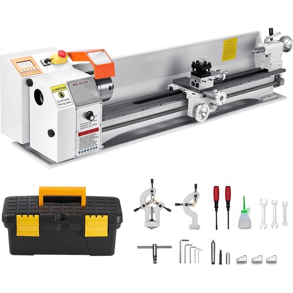 Succebuy Tornio Per Metalli 220X1000 Mm Con Avanzamento Automatico, Velocità Di 2500 Giri/Min E Motore Brushless Da 1250 W, Accessori Inclusi, Tornio Da Banco Per La Lavorazione Precisa Dei Pezzi-image