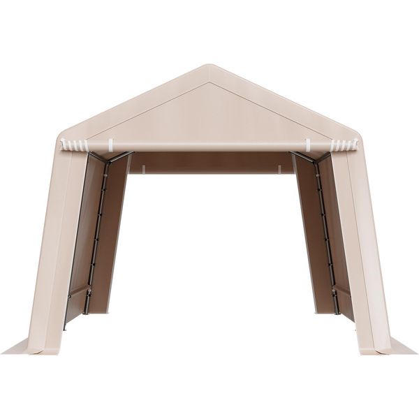 Succebuy Capanno Per Attrezzi 305X457X243 Cm, Tenda Da Garage In Pe, Capanno Per Attrezzi, Garage Per Biciclette, Capanno Da Giardino, Tettoia Per Auto, Capanno Per Biciclette, Garage Per Moto, Tosaerba E Biciclette, Grigio-image
