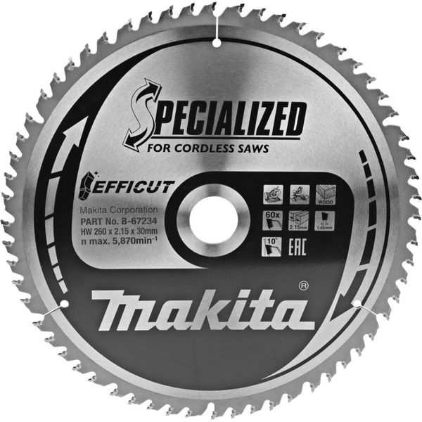 Seghe Troncatrici E Troncatrici Makita Efficut 260 X 30 Mm - 60 Denti-image