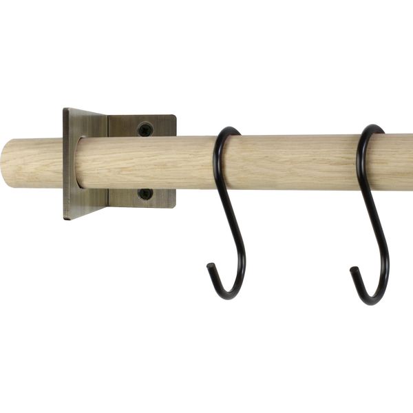 Natural Goods Berlin Gard Knic Oro Antico, Appendiabiti, Appendiabiti, Asta Rotonda In Rovere 130 Cm, 2 Pezzi-image