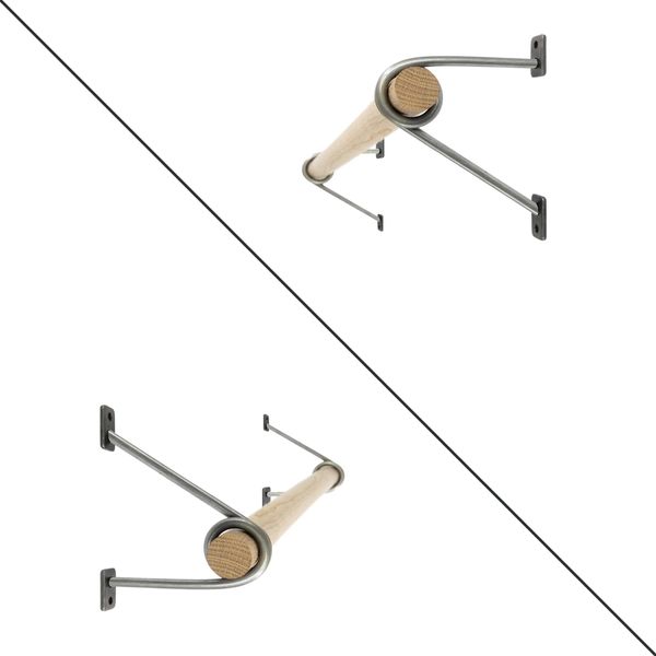 Natural Goods Berlin Gard Prenzlberg, Supporto Per Appendiabiti, Montaggio A Parete, Appendiabiti A Parete, Industriale, 12 Cm, Asta Rotonda In Rovere 80 Cm, 2 Pezzi-image