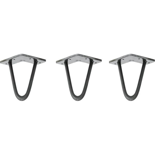 Natural Goods Berlin Gambe Hairpin, Gambe A Forcina, Gambe Per Mobili, Gambe Per Tavoli, Antracite Industriale, 15 Cm, 2 Montanti, 3 Pezzi-image