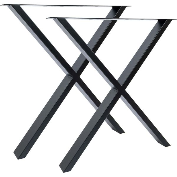 Natural Goods Berlin Mobili X-FORM, Guide Per Tavolo, Gambe Per Tavolo, Struttura Per Tavolo, Tavolo Da Pranzo, Panca, Tavolino, Nero, L70Xh72 Cm, 2 Pezzi-image