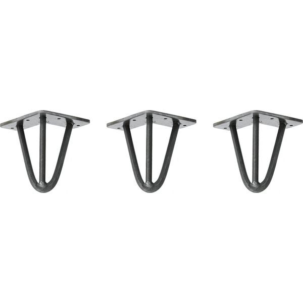 Natural Goods Berlin Gambe Hairpin, Gambe A Forcina, Gambe Per Mobili, Gambe Per Tavoli, Antracite Industriale, 15 Cm, 3 Montanti, 3 Pezzi-image