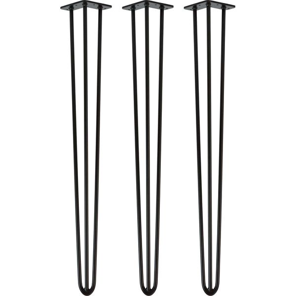 Natural Goods Berlin Gambe Hairpin, Gambe A Forcina, Gambe Per Mobili, Gambe Per Tavoli, Nero, 100 Cm, 3 Montanti, 3 Pezzi-image