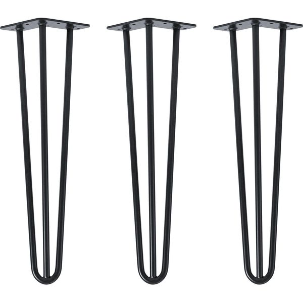 Natural Goods Berlin Gambe Hairpin, Gambe A Forcina, Gambe Per Mobili, Gambe Per Tavoli, Nero, 45 Cm, 3 Montanti, 3 Pezzi-image