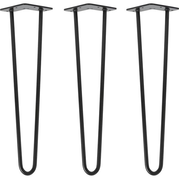 Natural Goods Berlin Gambe Hairpin, Gambe A Forcina, Gambe Per Mobili, Gambe Per Tavoli, Nero, 50 Cm, 2 Montanti, 3 Pezzi-image