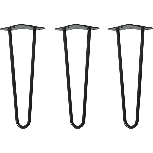 Natural Goods Berlin Gambe Hairpin, Gambe A Forcina, Gambe Per Mobili, Gambe Per Tavoli, Nero, 35 Cm, 2 Montanti, 3 Pezzi-image