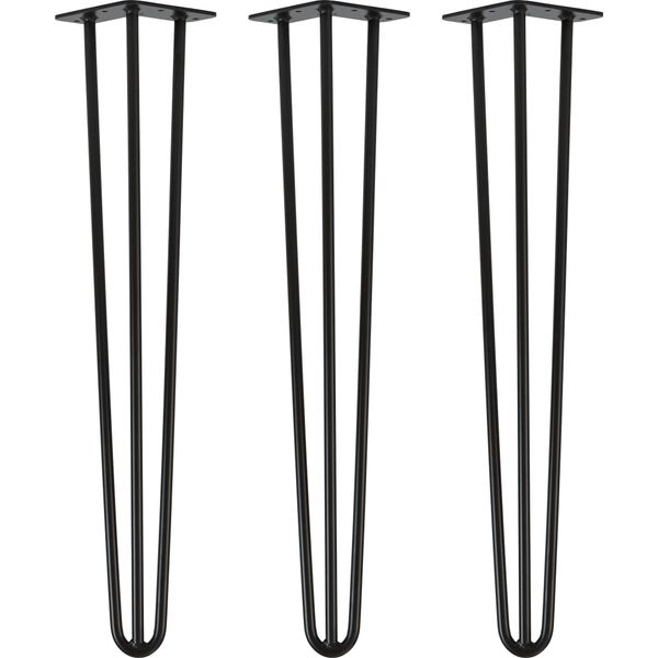 Natural Goods Berlin Gambe Hairpin, Gambe A Forcina, Gambe Per Mobili, Gambe Per Tavoli, Nero, 60 Cm, 3 Montanti, 3 Pezzi-image