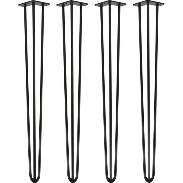 Natural Goods Berlin Gambe Hairpin, Gambe A Forcina, Gambe Per Mobili, Gambe Per Tavoli, Nero, 100 Cm, 3 Montanti, 4 Pezzi-image