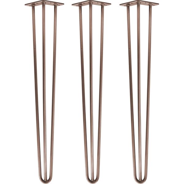 Natural Goods Berlin Gambe Hairpin, Gambe A Forcina, Gambe Per Mobili, Gambe Per Tavoli, Oro Rosa Antico, 71 Cm, 3 Montanti, 3 Pezzi-image
