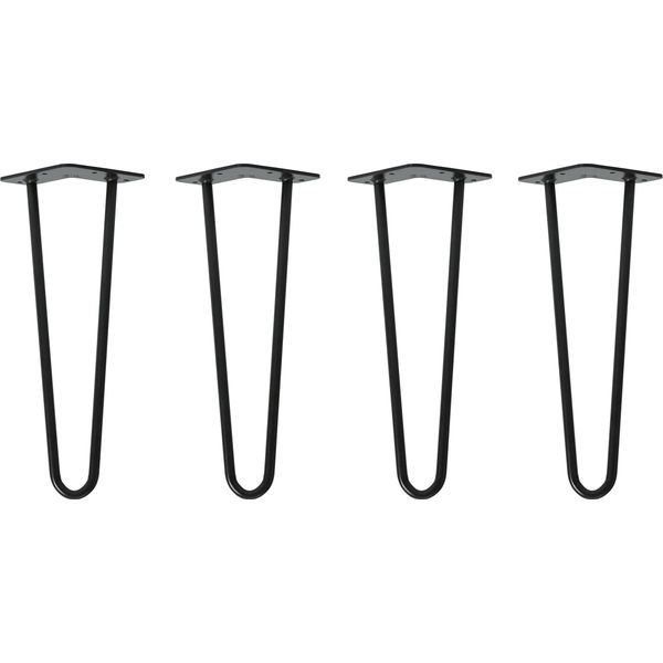 Natural Goods Berlin Gambe Hairpin, Gambe A Forcina, Gambe Per Mobili, Gambe Per Tavoli, Nero, 35 Cm, 2 Montanti, 4 Pezzi-image