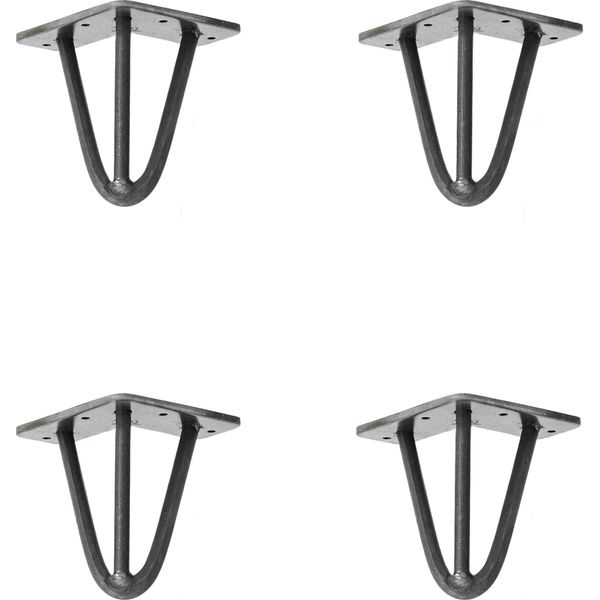 Natural Goods Berlin Gambe Hairpin, Gambe A Forcina, Gambe Per Mobili, Gambe Per Tavoli, Antracite Industriale, 15 Cm, 3 Montanti, 4 Pezzi-image
