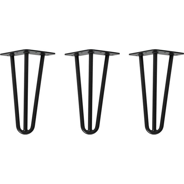 Natural Goods Berlin Gambe Hairpin, Gambe A Forcina, Gambe Per Mobili, Gambe Per Tavoli, Nero, 20 Cm, 3 Montanti, 3 Pezzi-image