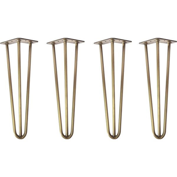 Natural Goods Berlin Gambe Hairpin, Gambe Per Capelli, Gambe Per Mobili, Gambe Per Tavoli, Oro Antico, 40 Cm, 3 Montanti, 4 Pezzi-image