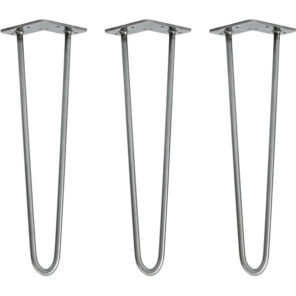 Natural Goods Berlin Gambe Hairpin, Gambe A Forcina, Gambe Per Mobili, Gambe Per Tavoli, Argento Industriale, 45 Cm, 2 Montanti, 3 Pezzi-image