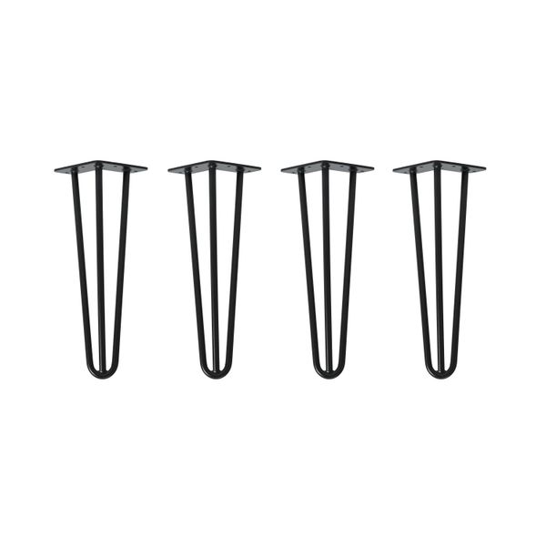 Natural Goods Berlin Gambe Hairpin, Gambe A Forcina, Gambe Per Mobili, Gambe Per Tavoli, Nero, 35 Cm, 3 Montanti, 4 Pezzi-image
