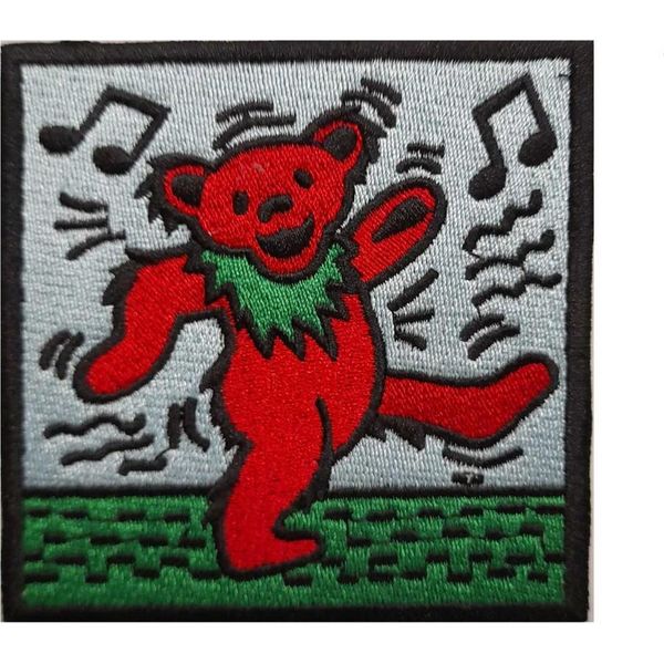 Grateful Dead - Orso Danzante - Toppa - Cotone RO4357 (Taglia Unica) (Rosso/Verde/Nero)-image