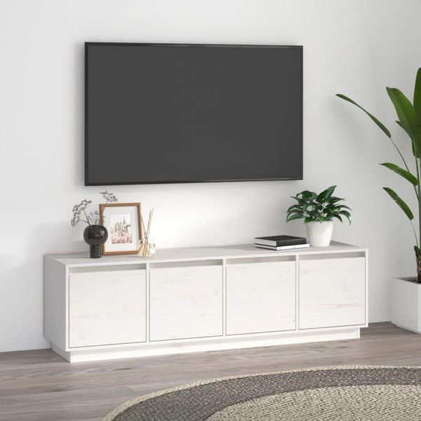 Maison Exclusive - Mobile Tv Bianco 156X37X45 Cm In Legno Massello Di Pino-image