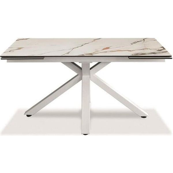Tavolo Allungabile Da 160Cm A 240Cm Moderno Top In Vetroceramica Su Vetro Temperato Marmo Calacatta Borghini-image