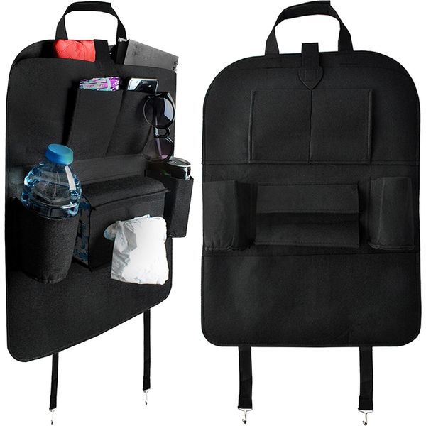 Organizzatore Per Sedili Posteriori Dell'auto Protezione Dello Schienale Gancio In Velcro 7 Tasche Lavabile Feltro 22849-image