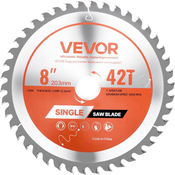 Lama Circolare Vevor (203 Mm φ & 42 Denti Affilati & 2,2 Mm Di Spessore) Ideale Per Legno Compensato Osb Duro, Compatibile Con Sega Circolare, Lama In Lega Con Estrattori Di Calore A Riduzione Del Rumore-image