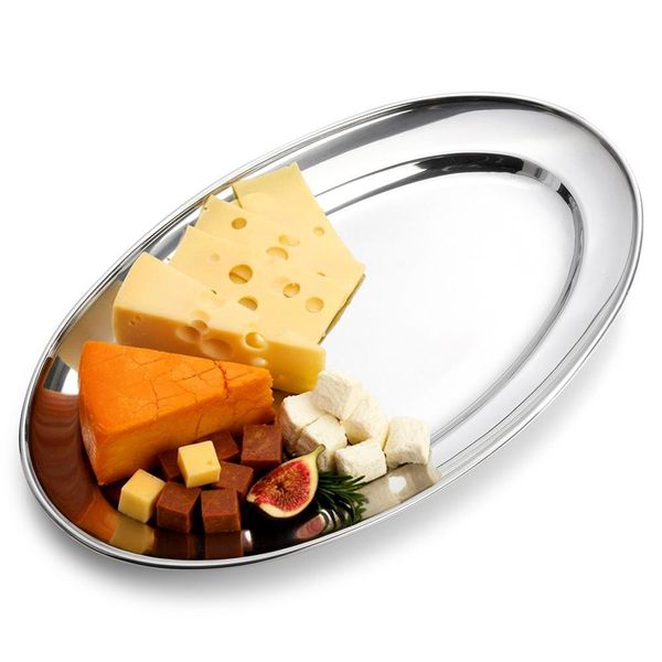 Vilde | Piatto Da Portata - Ovale - Argento - 29 X 18 Cm - Acciaio Inox - Utensili Da Cucina-image