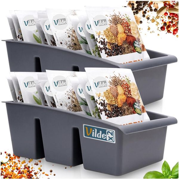 Vilde | Contenitore Per Spezie - Grigio - 25 X 19 X 9 Cm - 2 Pezzi - Organizzazione Della Cucina-image