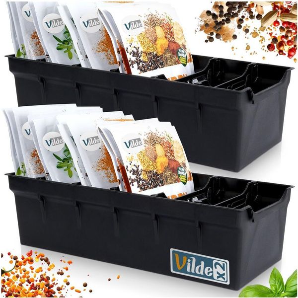 Vilde | Contenitore Per Spezie - Nero - 30 X 13 X 8 Cm - 2 Pezzi - Organizzazione Della Cucina-image