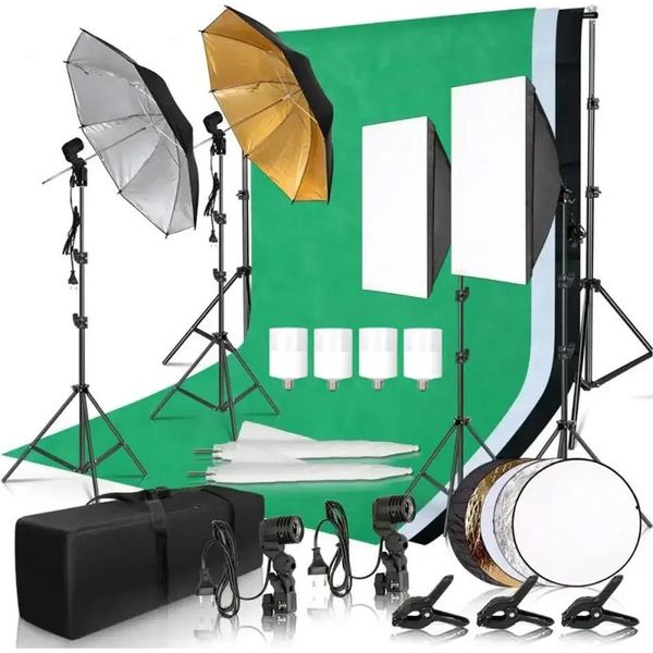 Set Di Illuminazione Per Studio Fotografico, Supporto Per Sfondo 2,6X3 M, Softbox 50X70 Cm, Kit Per Studio Fotografico 36-image