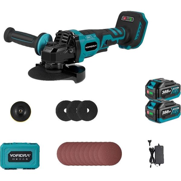 Smerigliatrice Angolare, Velocità Regolabile, Motore Brushless, 2 Batterie-image