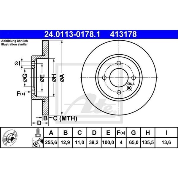 2X Ate 24.0113-0178.1 Disco Freno Asse Anteriore-image