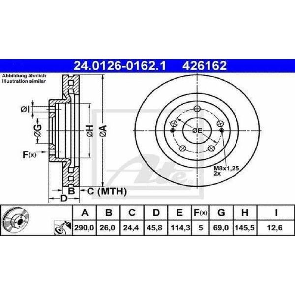 2X Disco Freno Ate 24.0126-0162.1 Per Mitsubishi Grandis (Na_W) 45 8Mm 145 5Mm-image