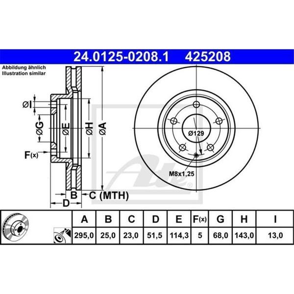 2X Disco Freno Ate 24.0125-0208.1 Per Mazda 3 Hatchback (Bm Bn) CX-3 (Dk)-image