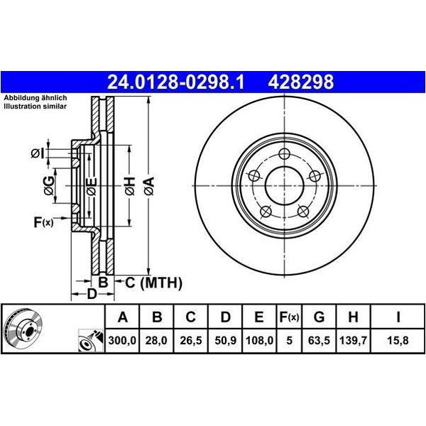 2X Disco Freno Ate 24.0128-0298.1 Per Ford S-Max (Cj) Galaxy (Ck) 50 9Mm-image